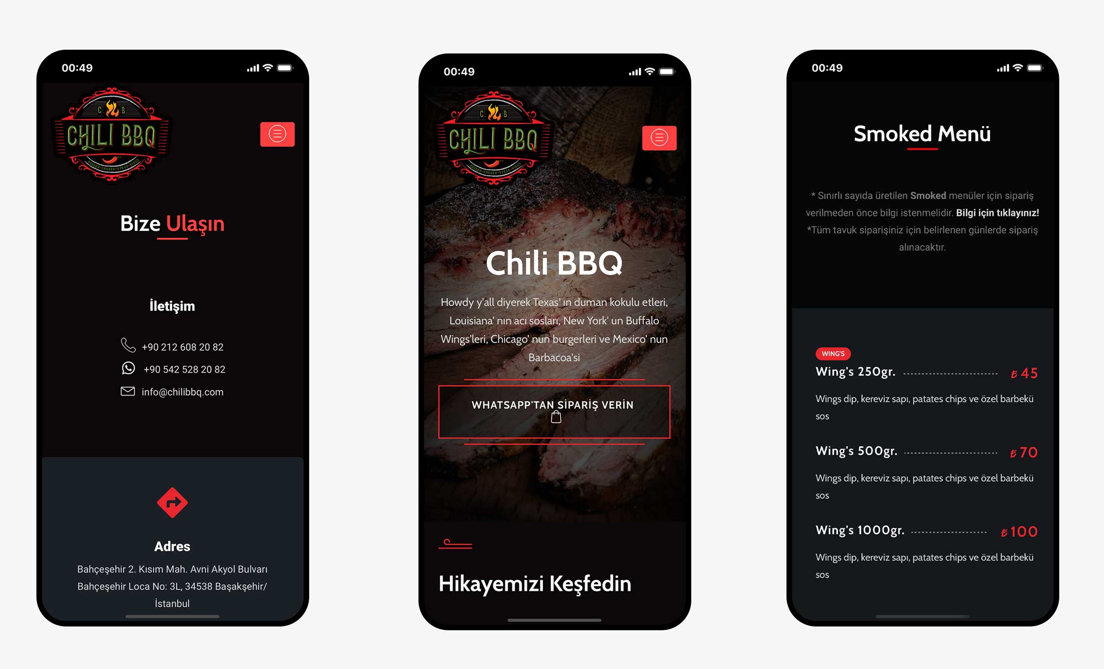 Chili BBQ Websitesi Mobil
