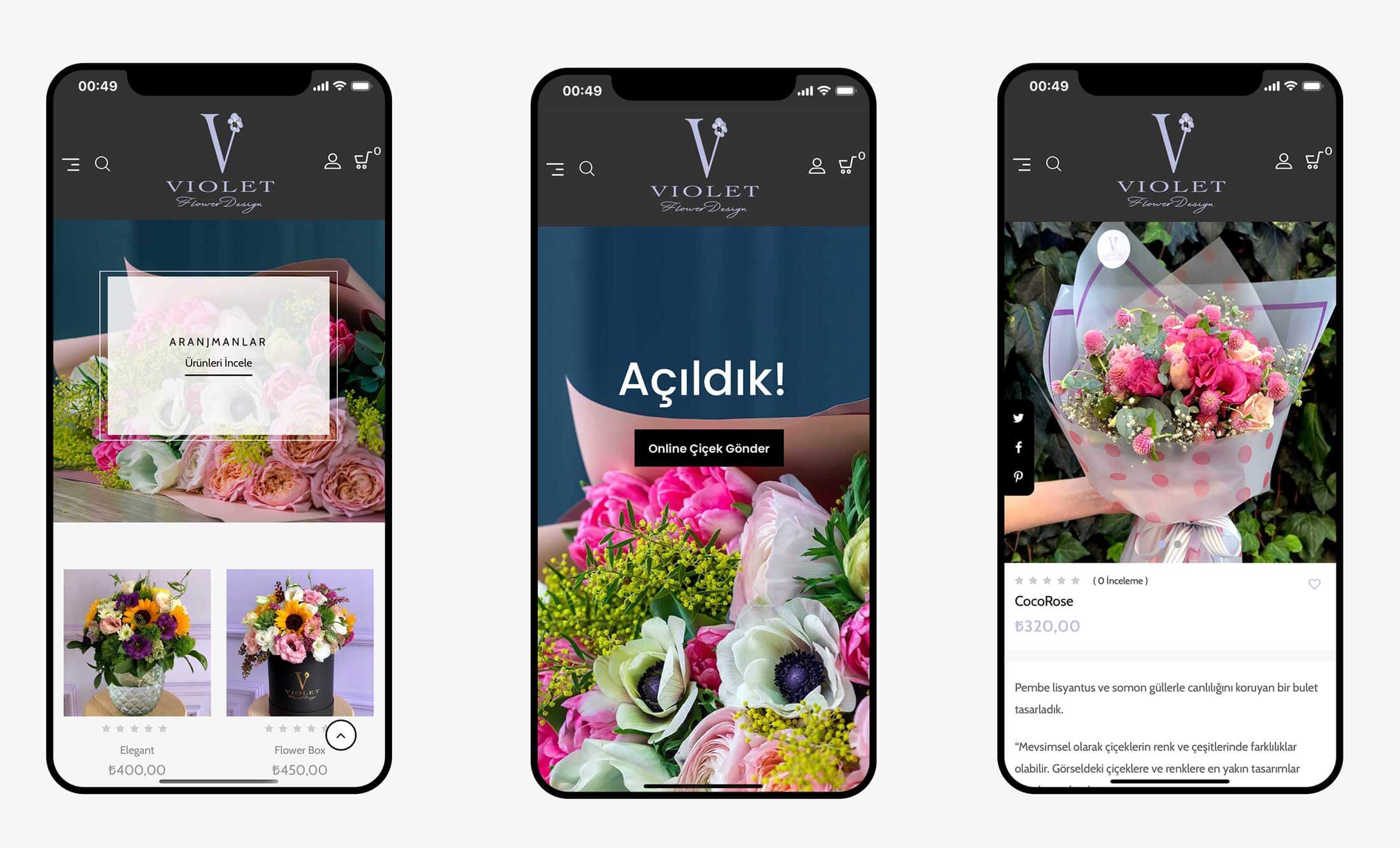 Violet Flower Design Websitesi Mobile